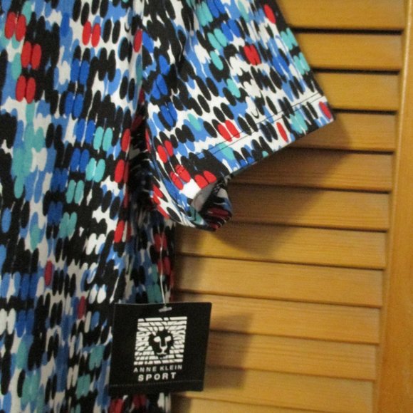 Anne Klein top NEW V neck, super soft stretchy colorful tee shirt size L - Picture 3 of 6
